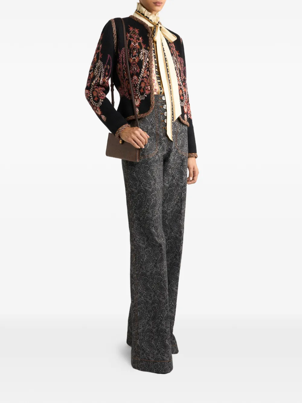 Etro Jacquard Paisley-motif Cardigan In Black