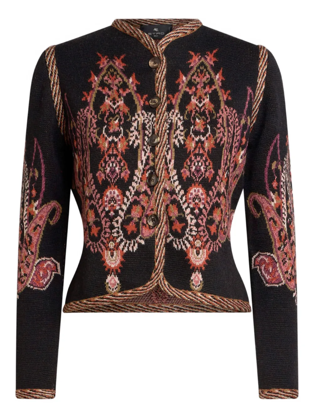 Etro Jacquard Paisley-motif Cardigan In Black
