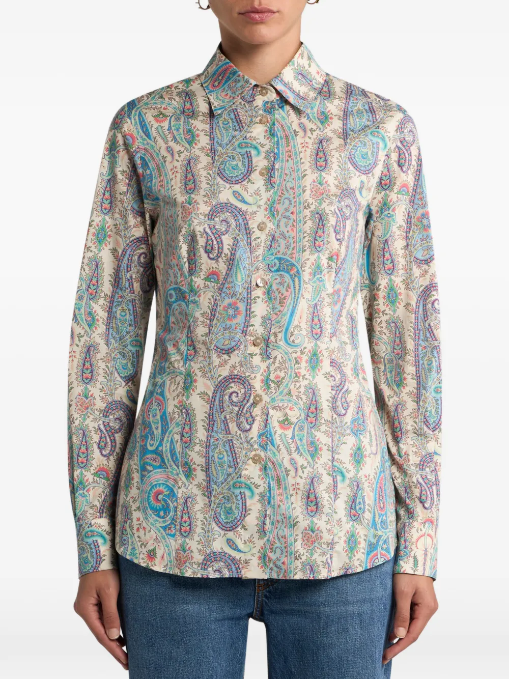 ETRO paisley-motif cotton shirt - Beige