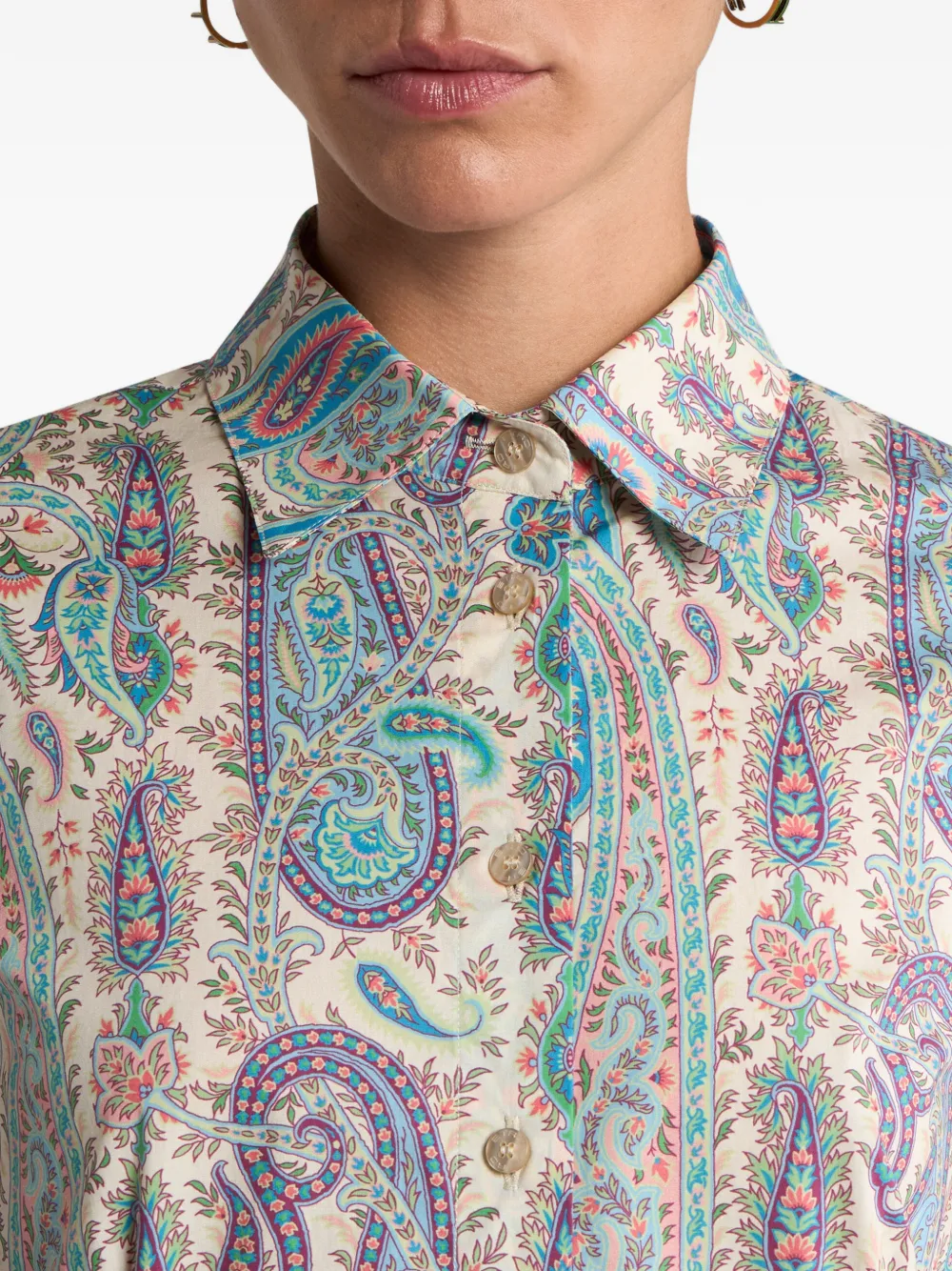 Etro Paisley-motif Cotton Shirt In Neutral