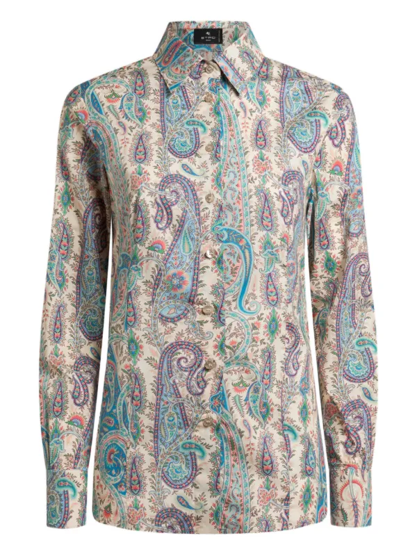 ETRO Stretch Katoenen Blouse Met paisley-patroon | Beige | FARFETCH NL