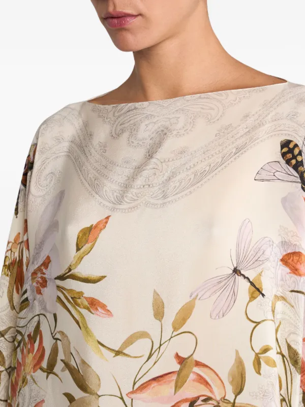 ETRO フローラル シルクポンチョトップ | ニュートラル | FARFETCH JP