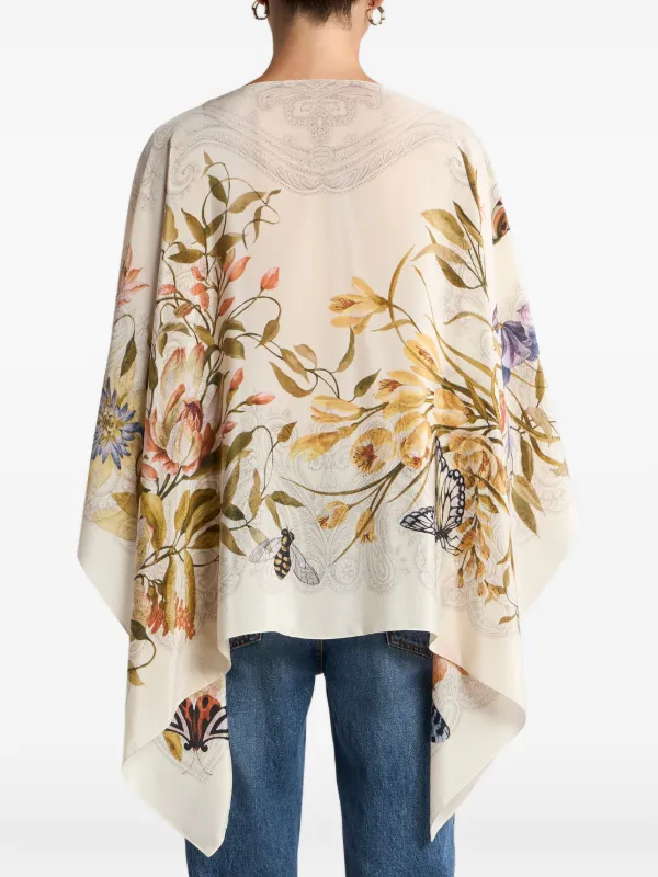 ETRO フローラル シルクポンチョトップ | ニュートラル | FARFETCH JP