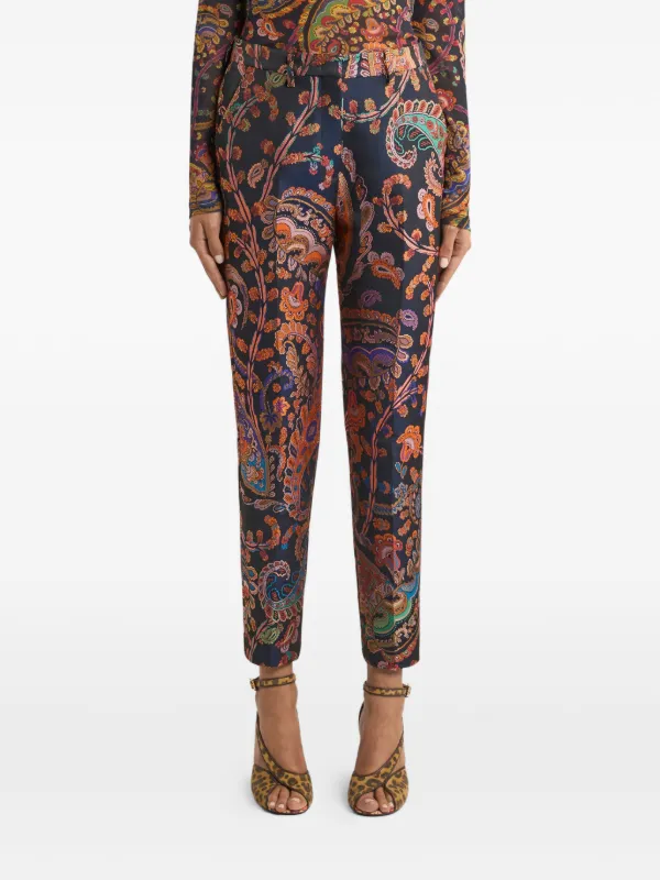 jacquard cigarette trousers Etro Jacquard Floral-paisley Cigarette Women Trousers