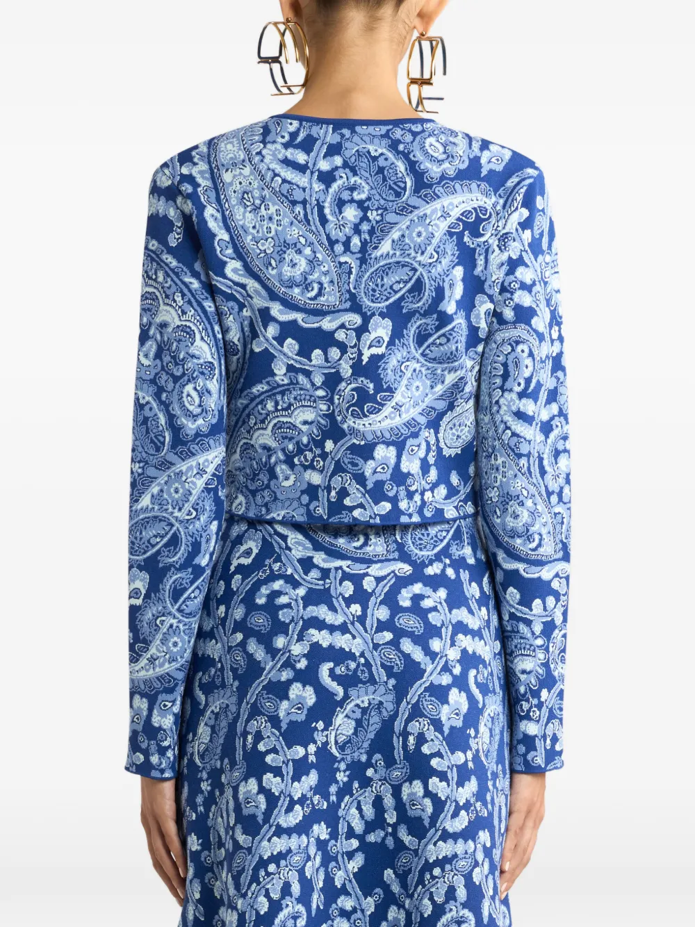 Etro Jacquard Paisley-motif Cardigan In Blue