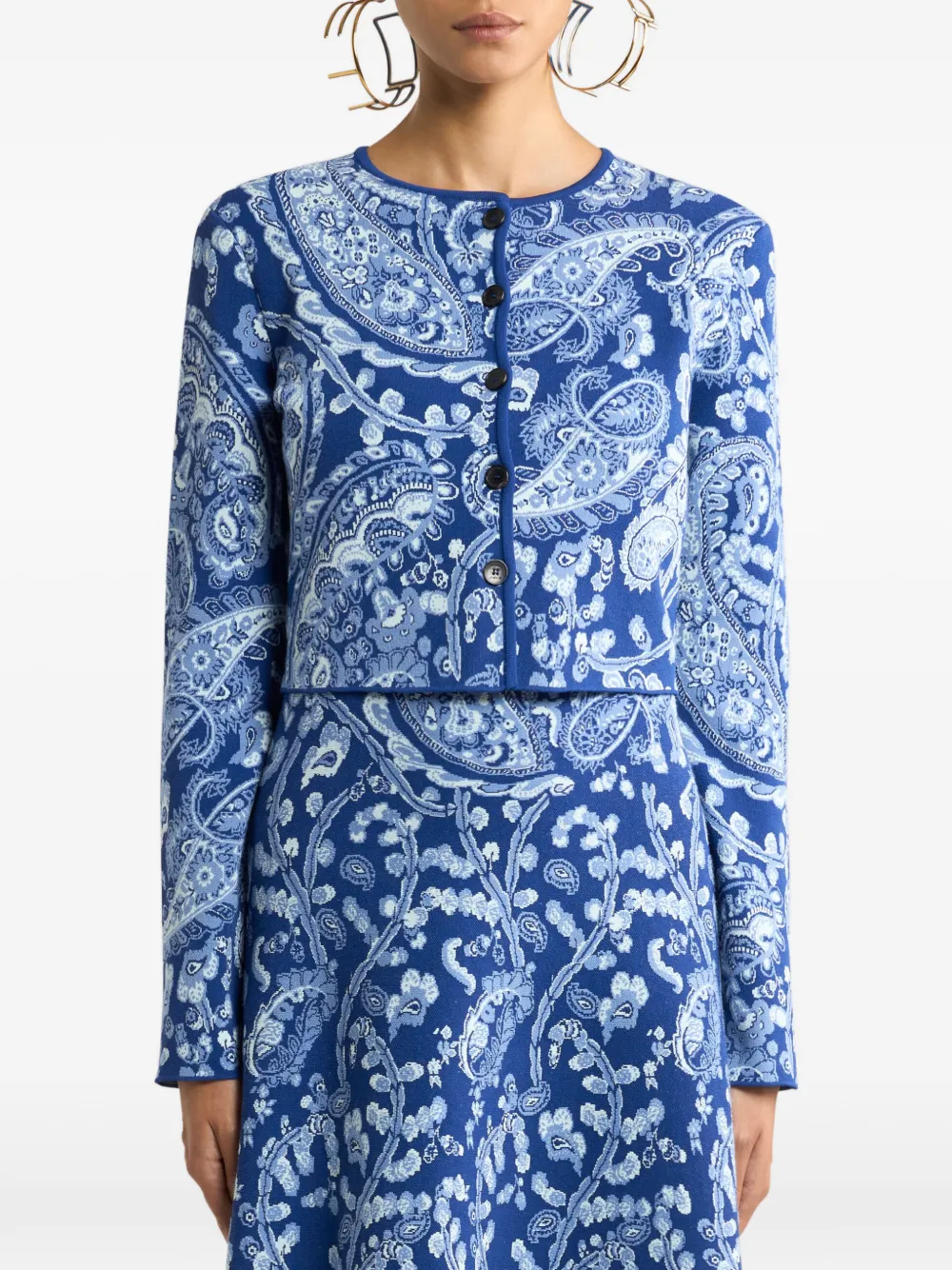 Etro Jacquard Paisley-motif Cardigan In Blue