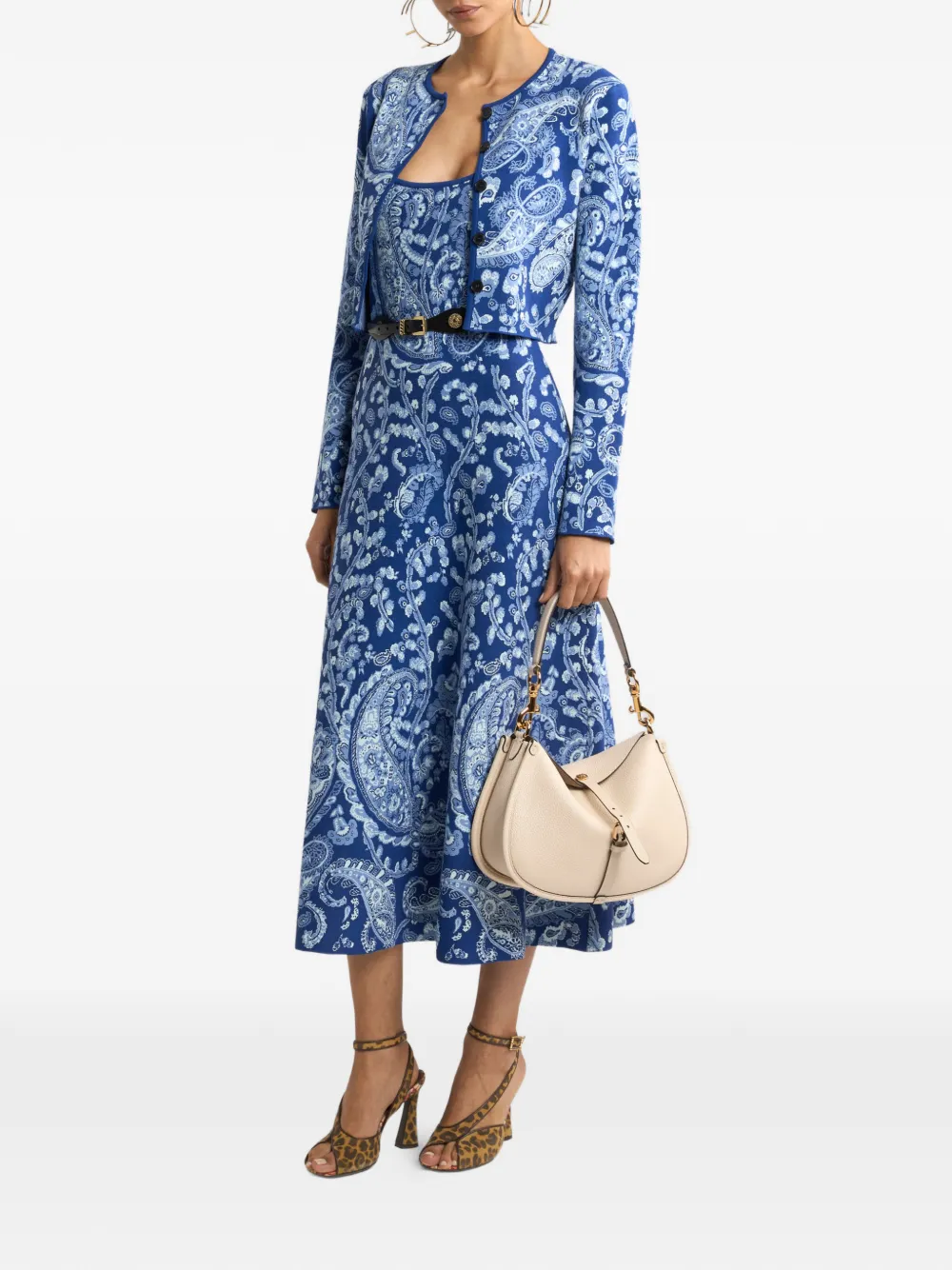 Etro Jacquard Paisley-motif Cardigan In Blue