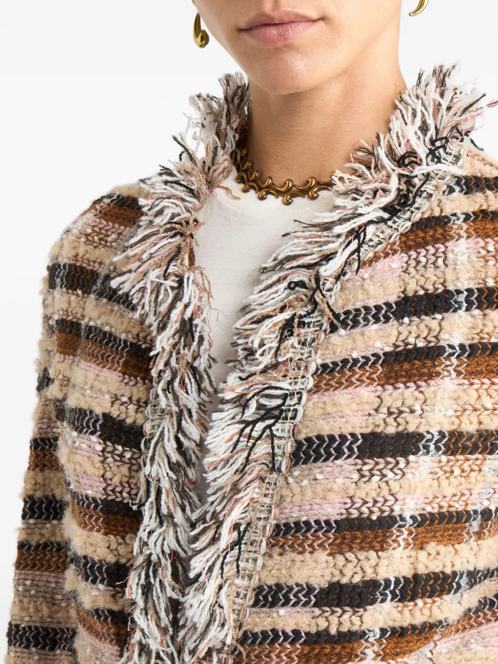 ETRO grid-motif jacket Beige