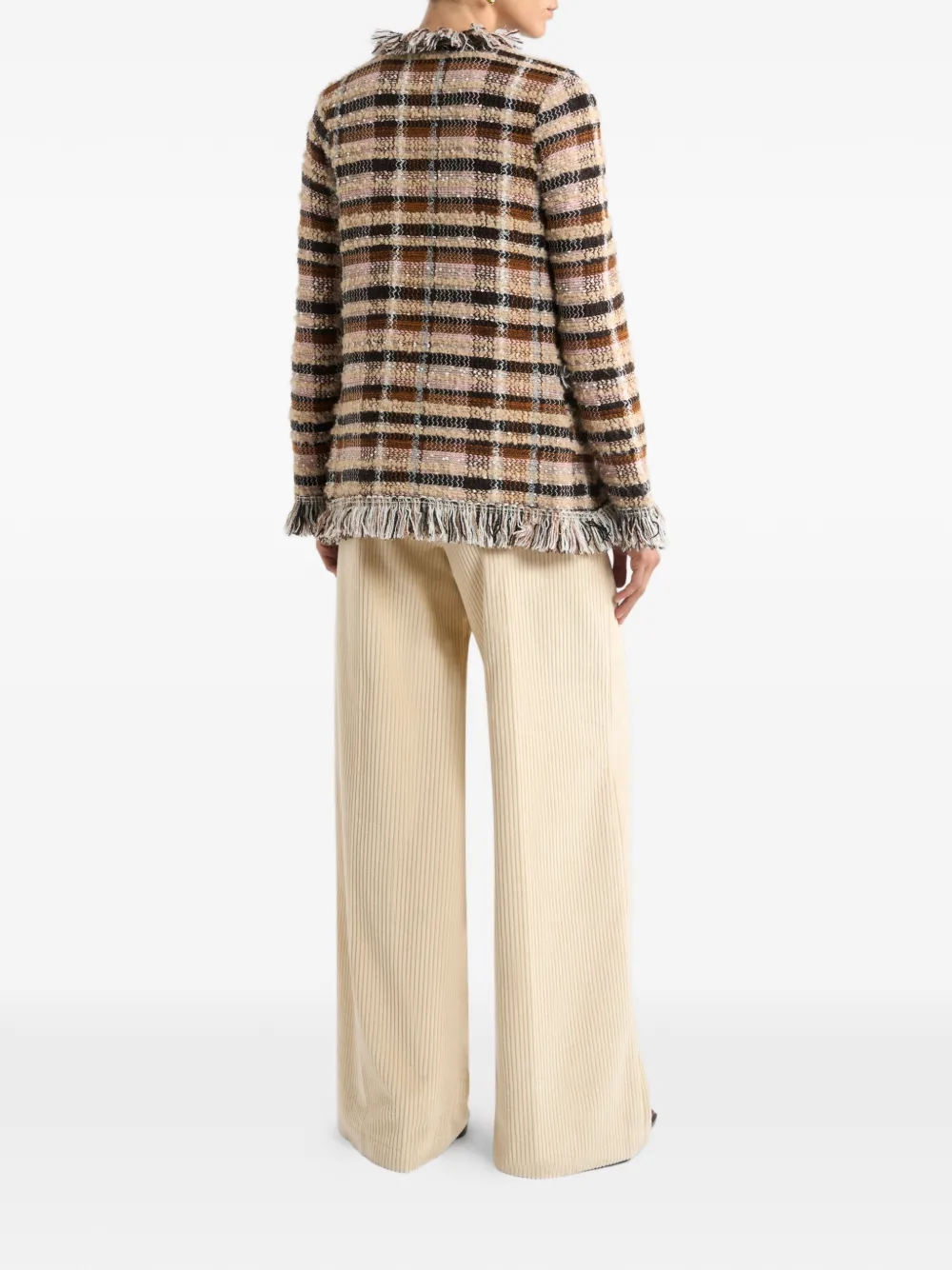 ETRO grid-motif jacket Beige