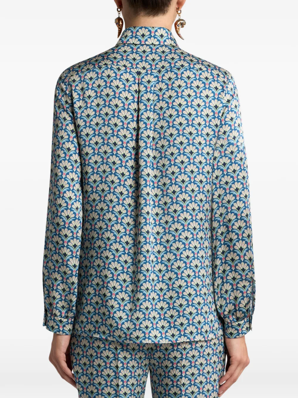 ETRO Twill blouse met micro-patroon Blauw