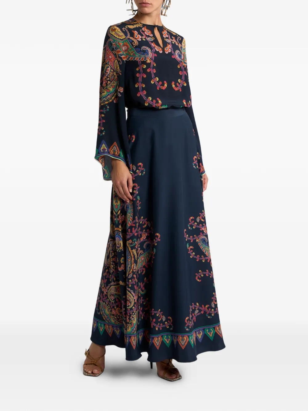 ETRO paisley-print maxi skirt - Blauw