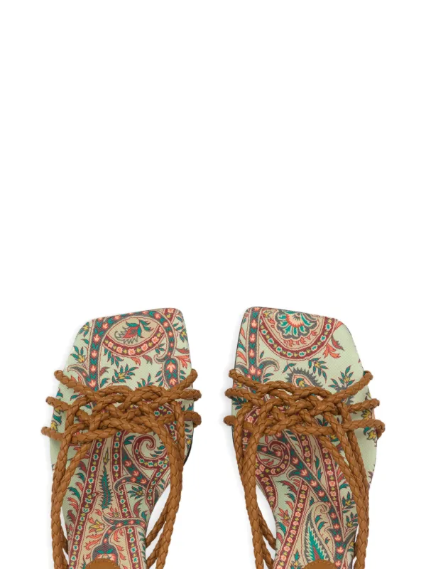 ETRO キトゥンヒール レザーサンダル | ブラウン | FARFETCH JP