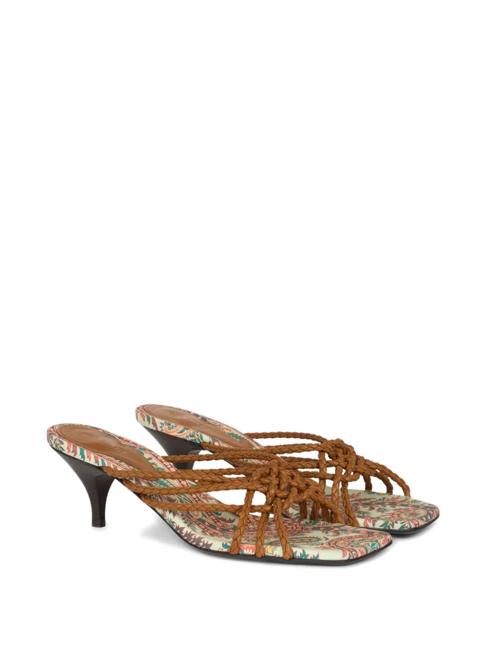ETRO 45 mm geweven sandalen met kitten hak Bruin