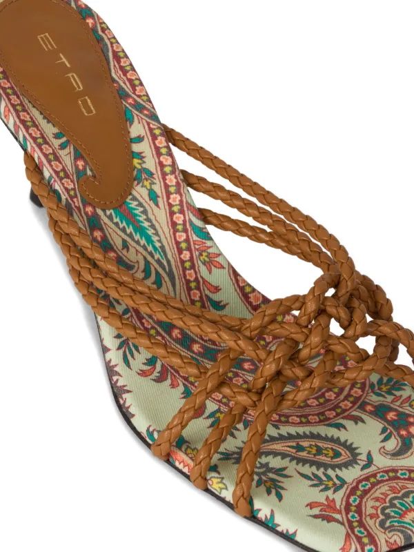 ETRO キトゥンヒール レザーサンダル | ブラウン | FARFETCH JP