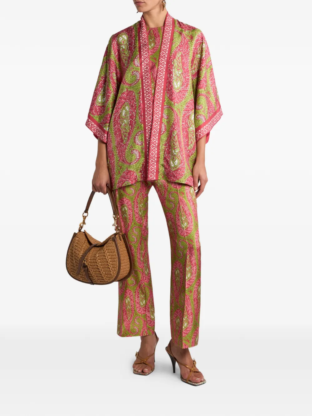 ETRO paisley foliage-motif trousers - Groen