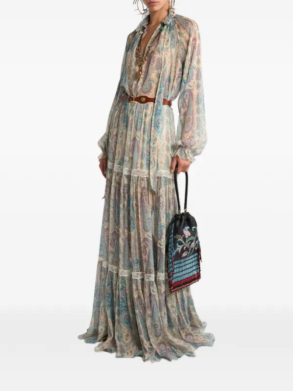 美品✨エトロ シルク100% ブラウス ペイズリー ETRO スカーフディテール ペイズリーシルクブラウス | ニュートラル