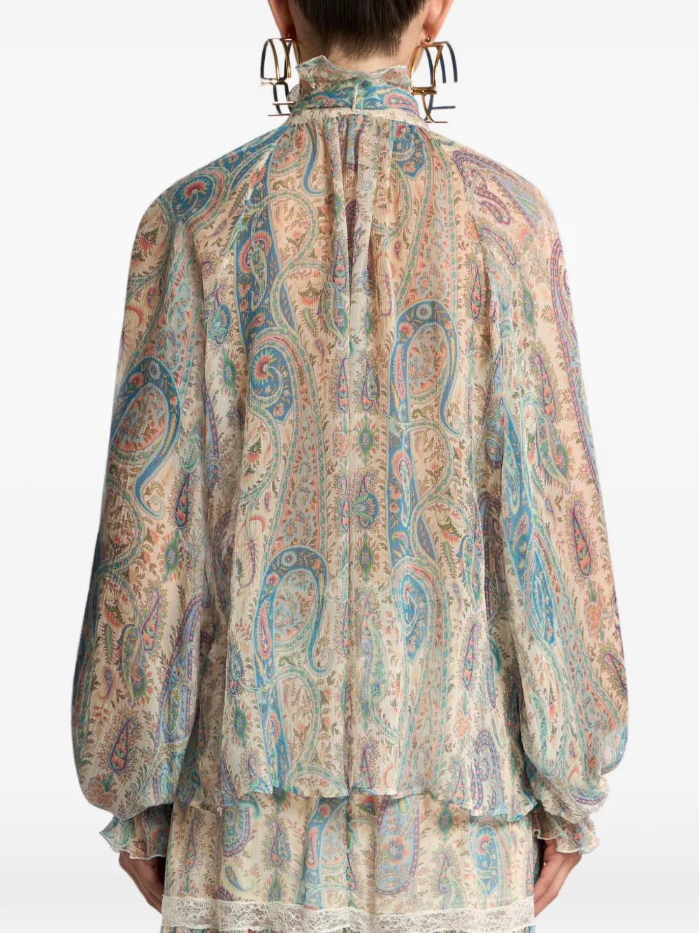 Etro Scarf-detail Paisley-print Silk Blouse In Multi