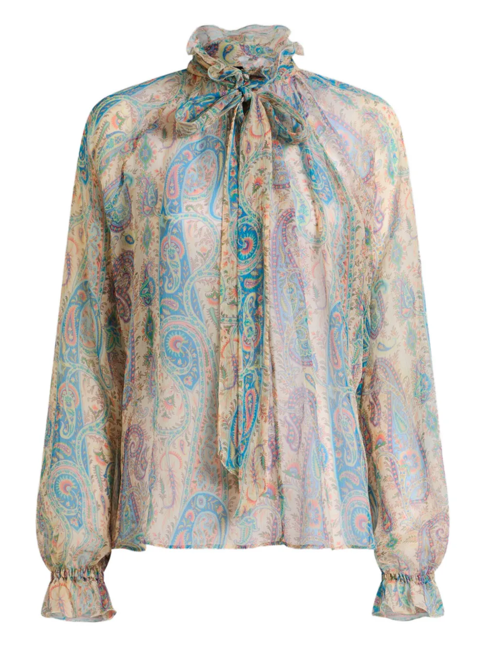 Etro Scarf-detail Paisley-print Silk Blouse In Multi