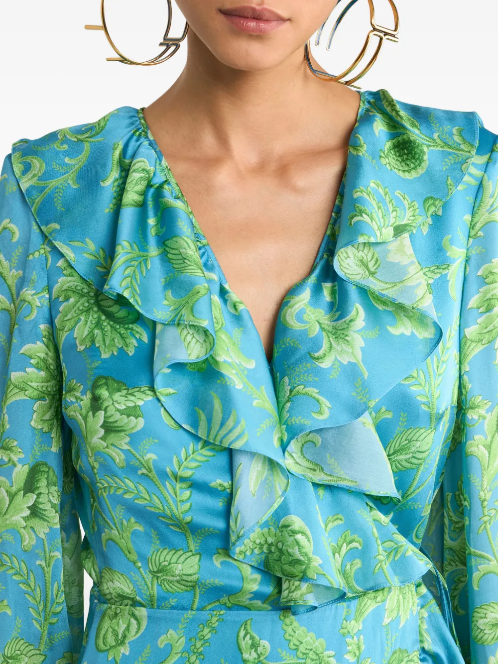 ETRO Peau D'Ange zijden maxi-jurk met bloemen-patroon Blauw