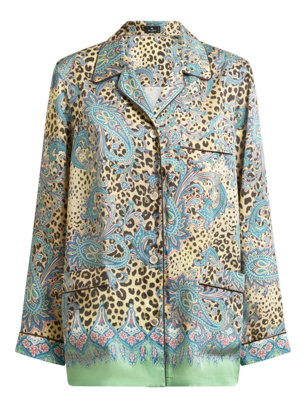ETRO paisley animal-print twill shirt - Blue