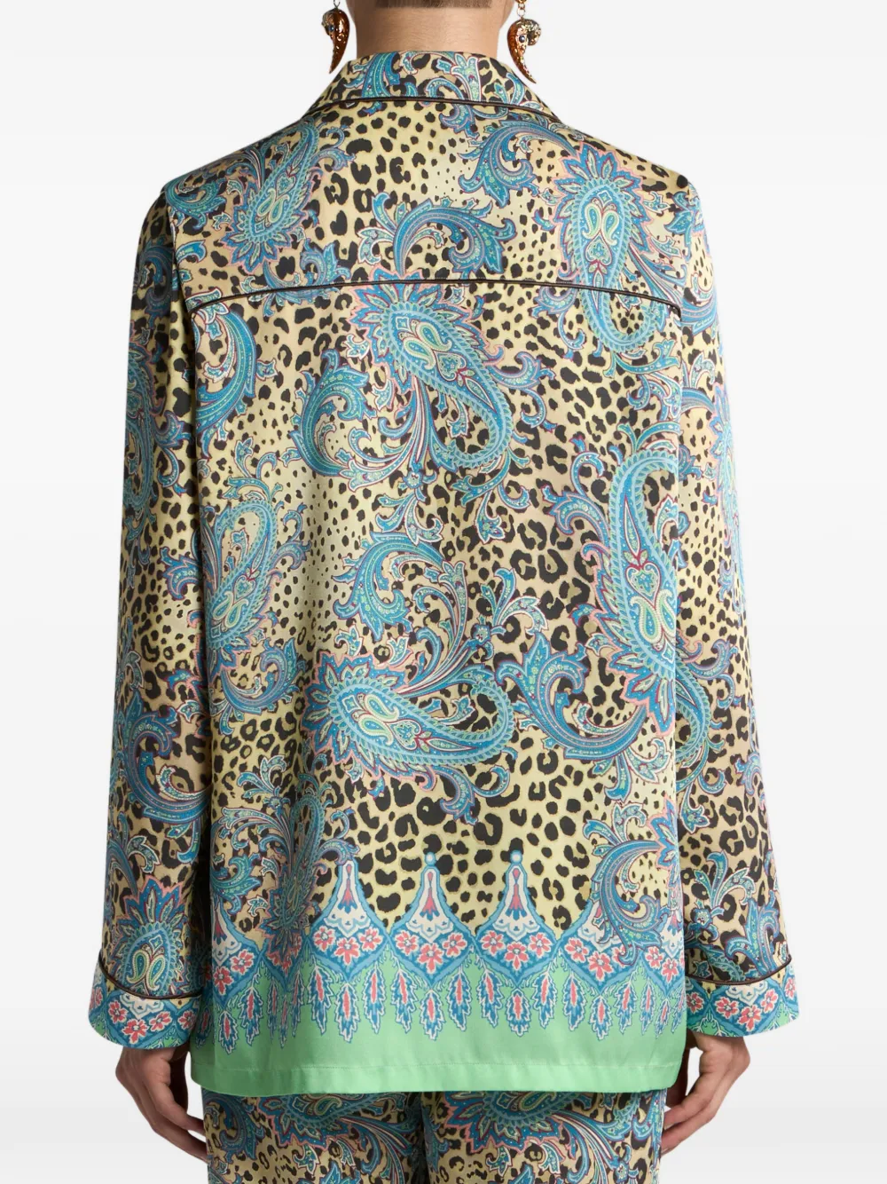 ETRO Twill blouse met paisley- en dieren-print Blauw