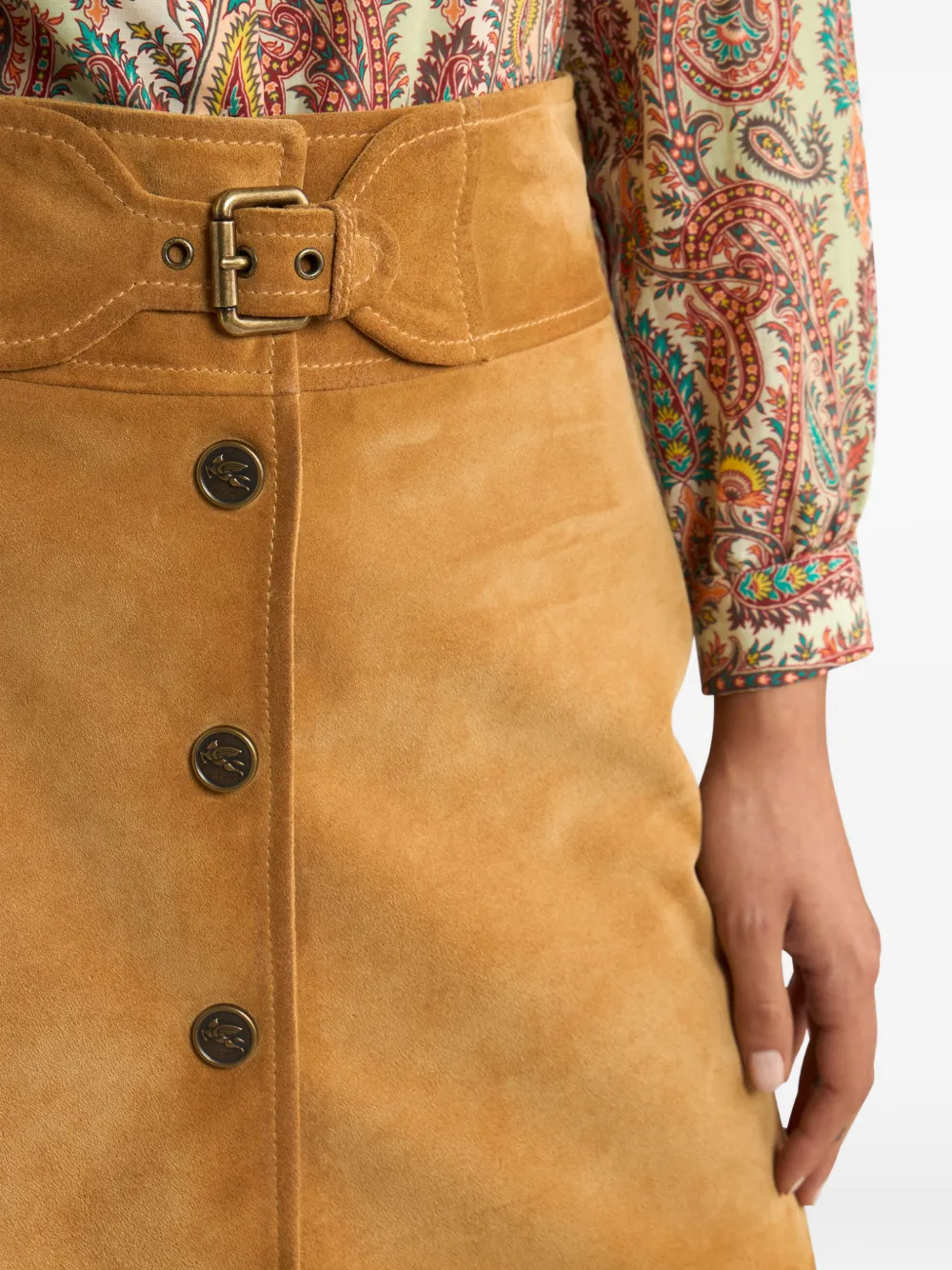 ETRO Suède mini-rok met gespknoop Bruin