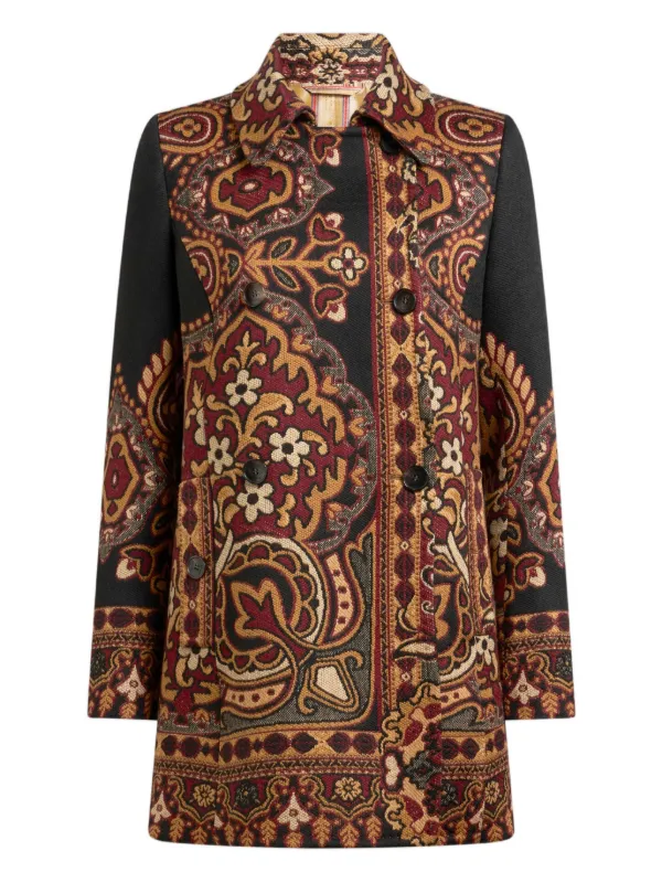 ETRO フローラル ダブルコート | ブラック | FARFETCH JP