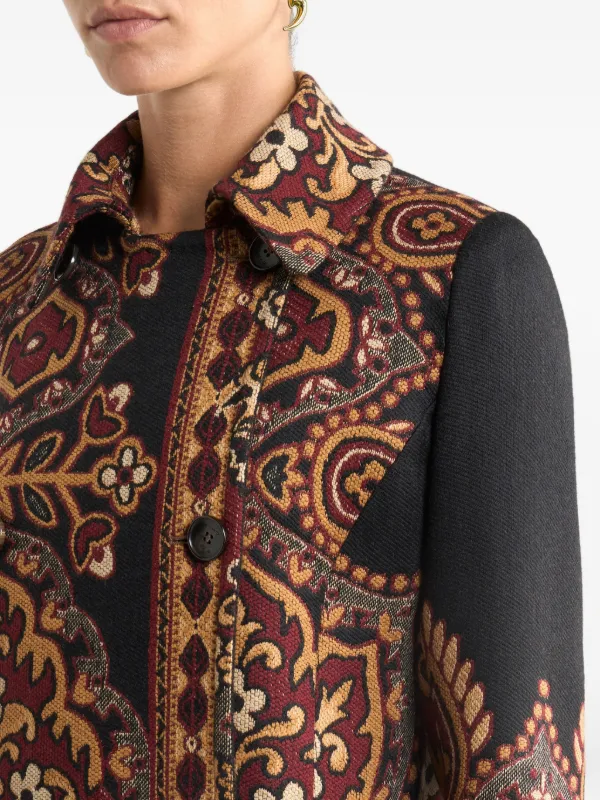 ETRO ペイズリーモノグラムコート BRN/F ETRO フローラル ダブルコート | ブラック | FARFETCH JP