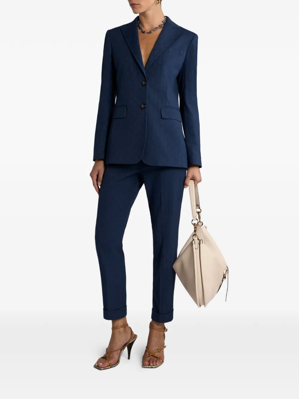 ETRO jacquard cropped trousers - Blauw