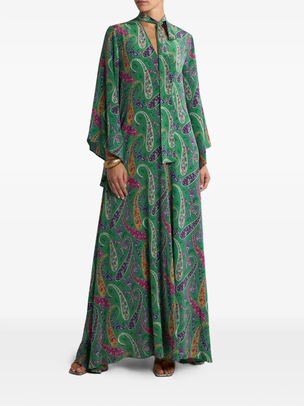 Etro Floral Paisley-motif Silk Maxi Dress In Multi