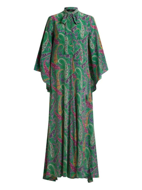 ETRO Floral paisley-motif Silk Maxi Dress | Green | FARFETCH