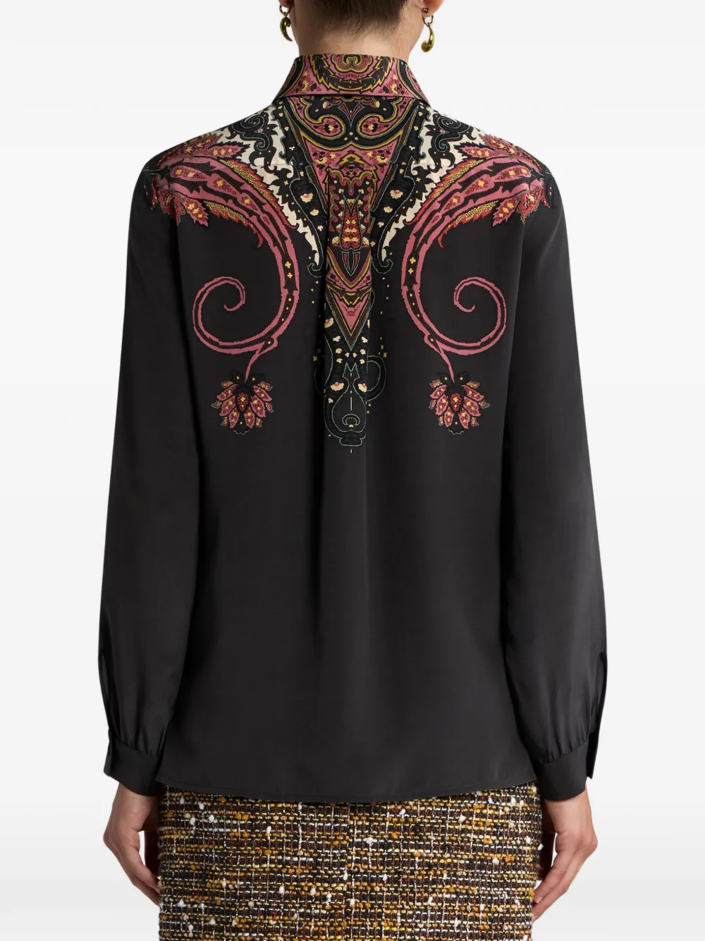 Etro Paisley-print Silk Shirt In Black