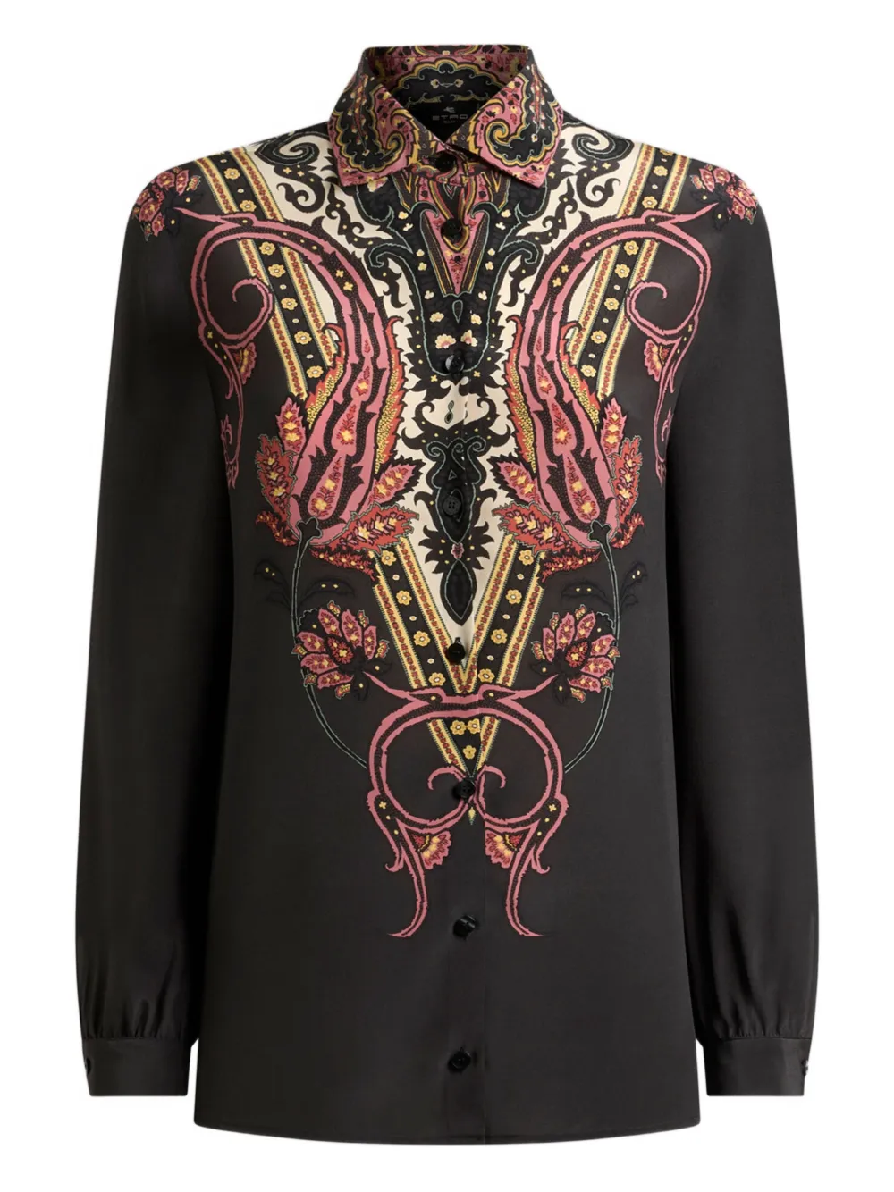 Etro Paisley-print Silk Shirt In Black