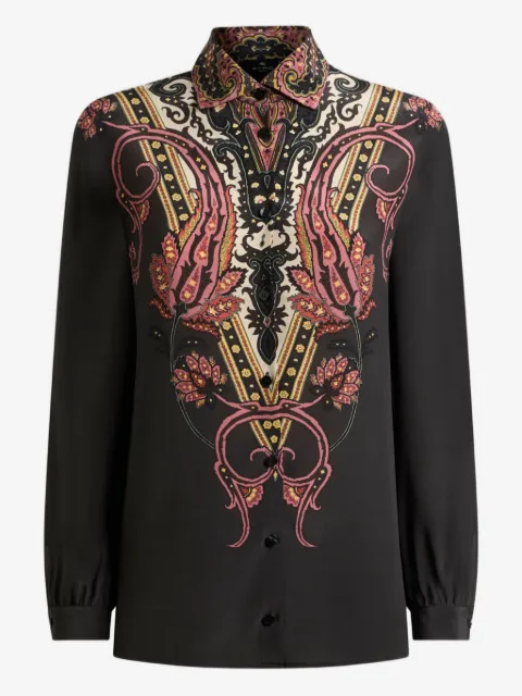 ETRO silk shirt with placed floral Paisley print