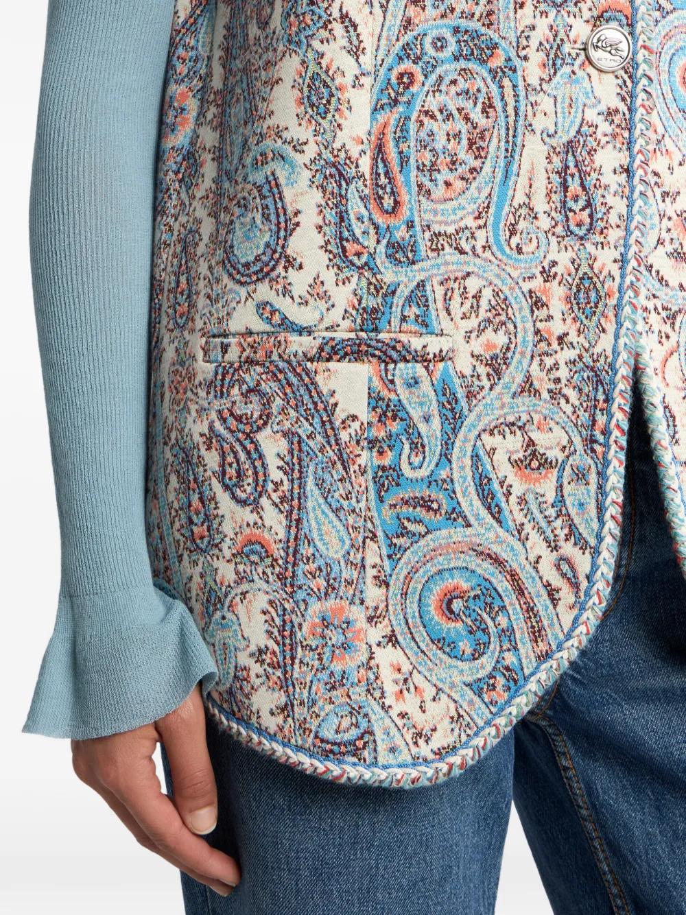 Etro Floral Paisley-motif Jacquard Waistcoat In Neutral