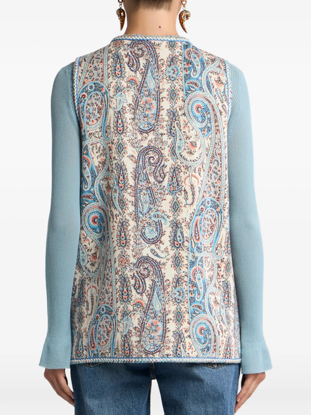 Etro Floral Paisley-motif Jacquard Waistcoat In Neutral