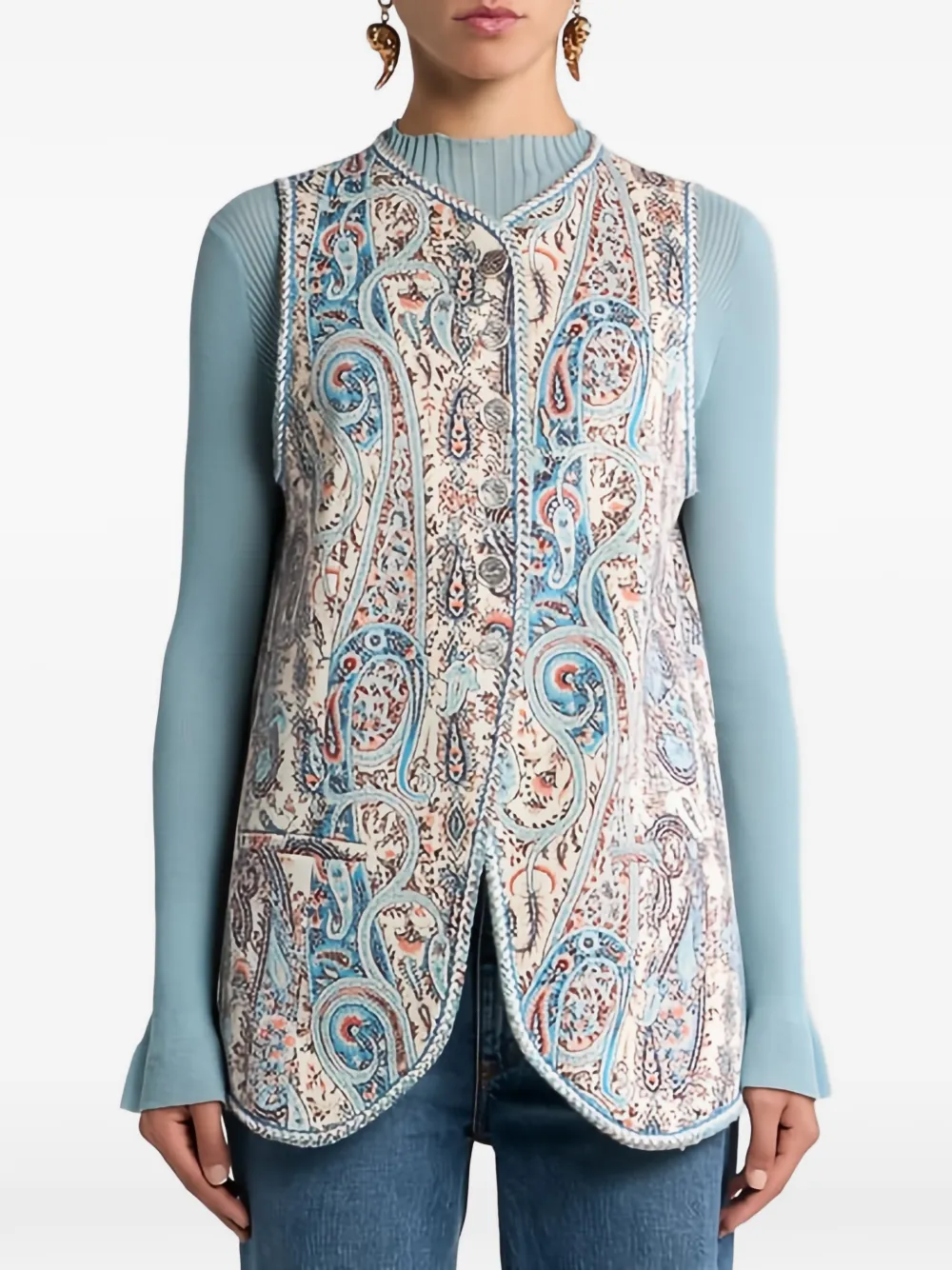 ETRO jacquard waistcoat with floral paisley motif