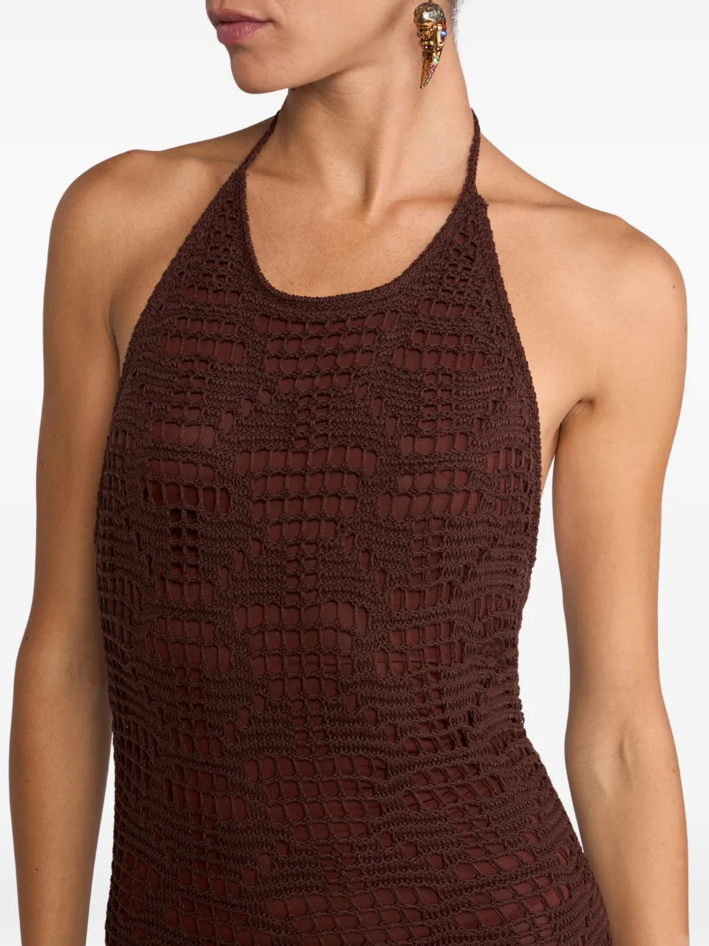 ETRO Katoenen maxi-jurk met gehaakt effect Bruin
