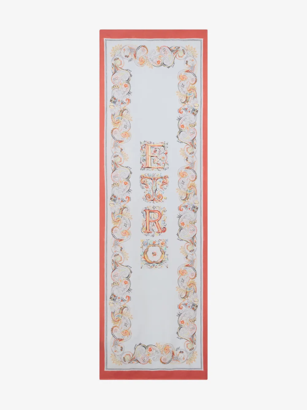 silk scarf with logo and floral-paisley motif