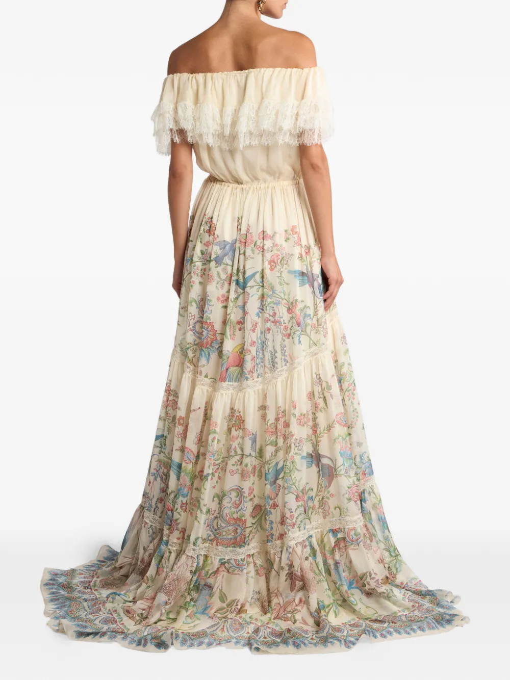 ETRO Zijden maxi-jurk met bloemen-print Beige