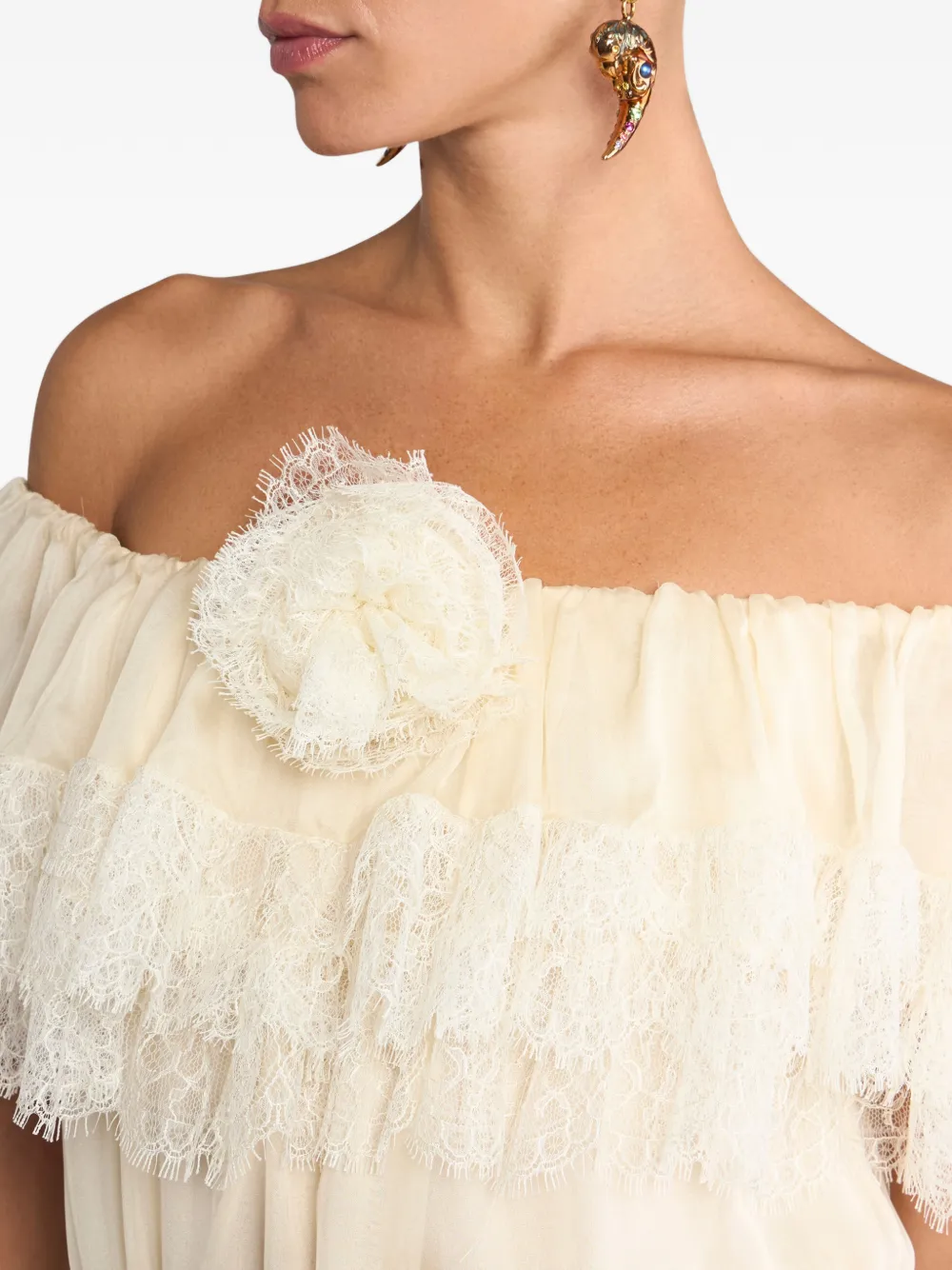 ETRO Zijden maxi-jurk met bloemen-print Beige