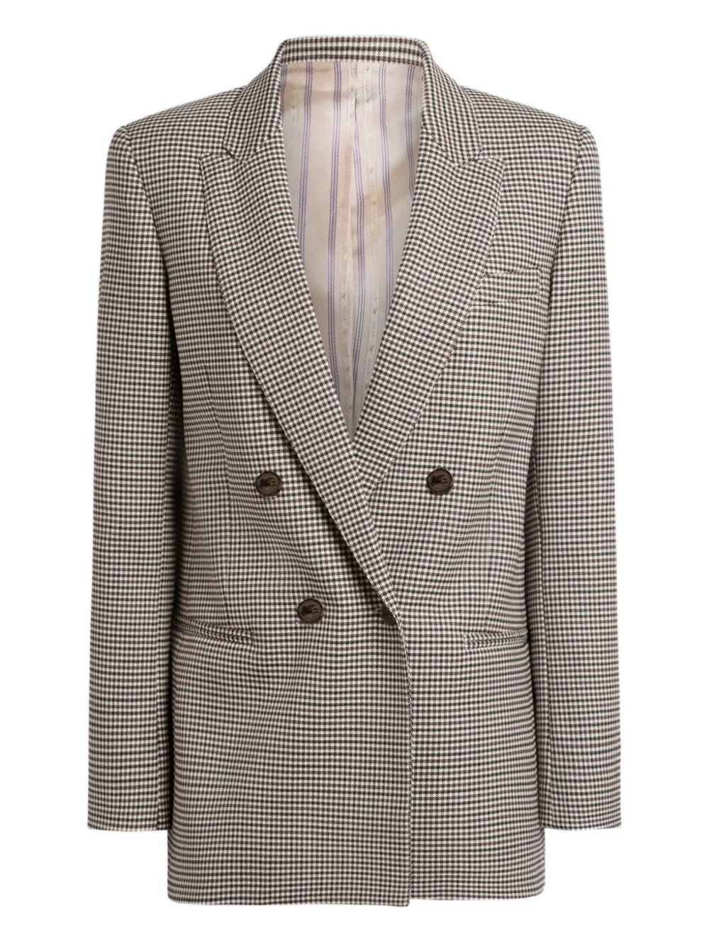 Etro Double-breasted Gingham Blazer In Gray