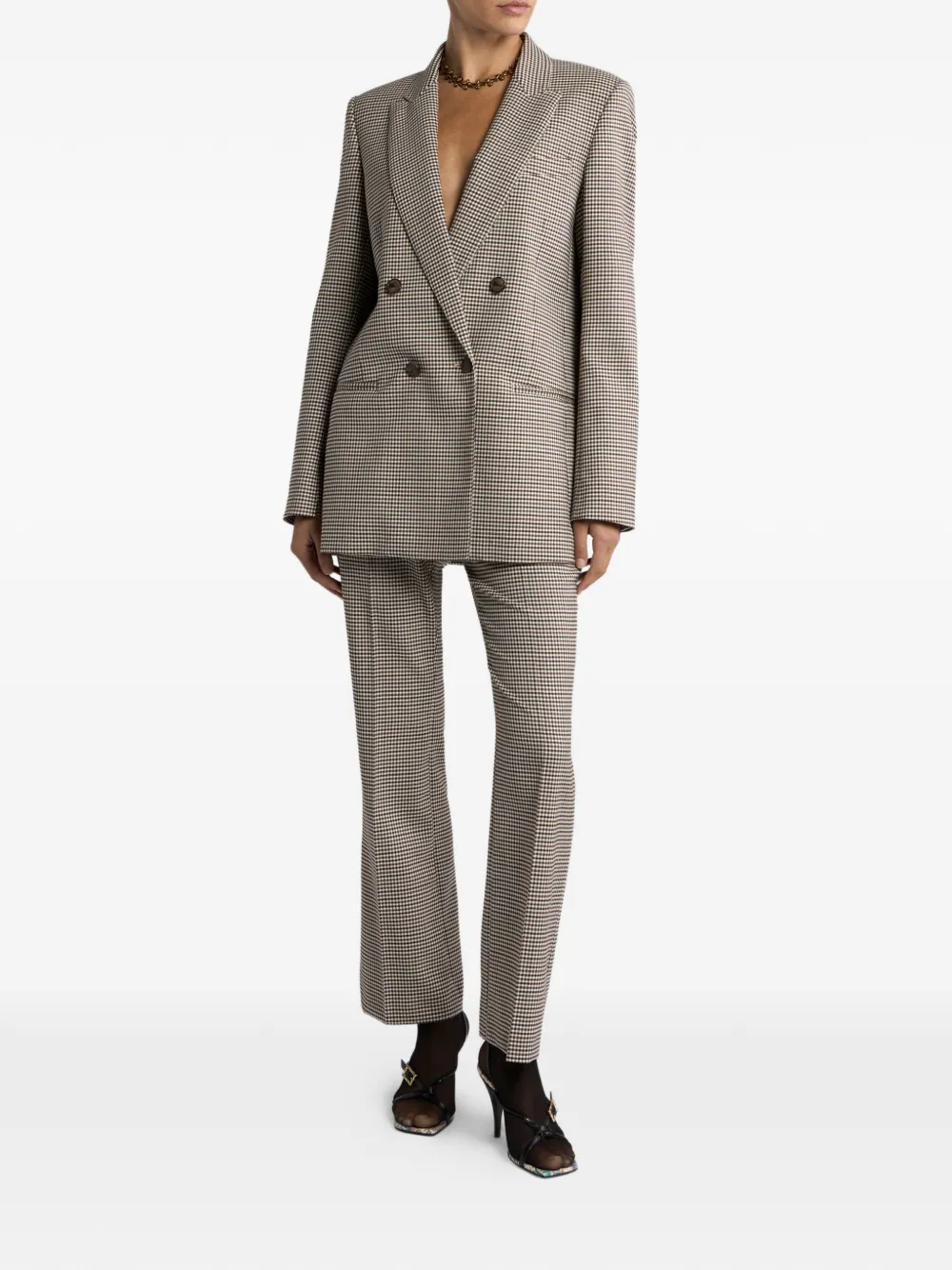 Etro Double-breasted Gingham Blazer In Gray