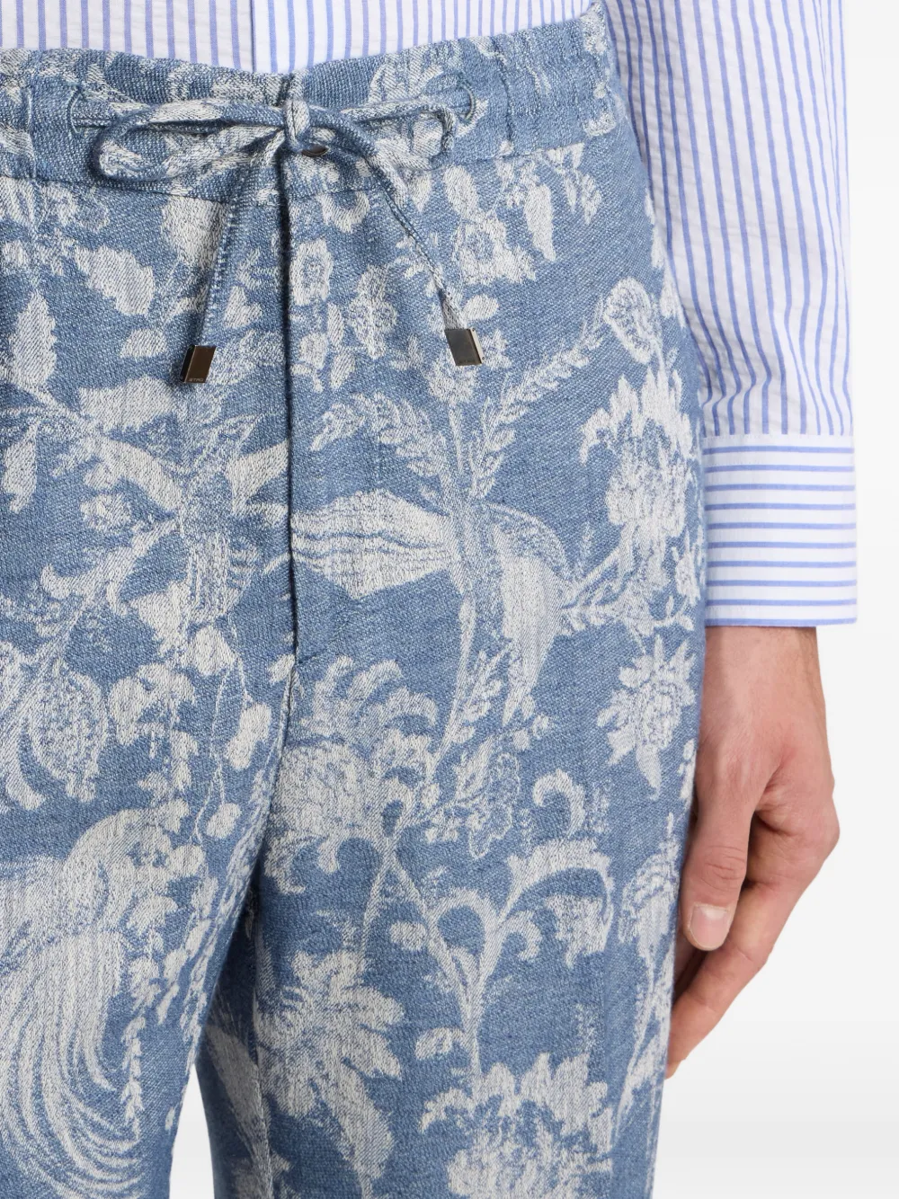 ETRO jacquard floral trousers Blauw