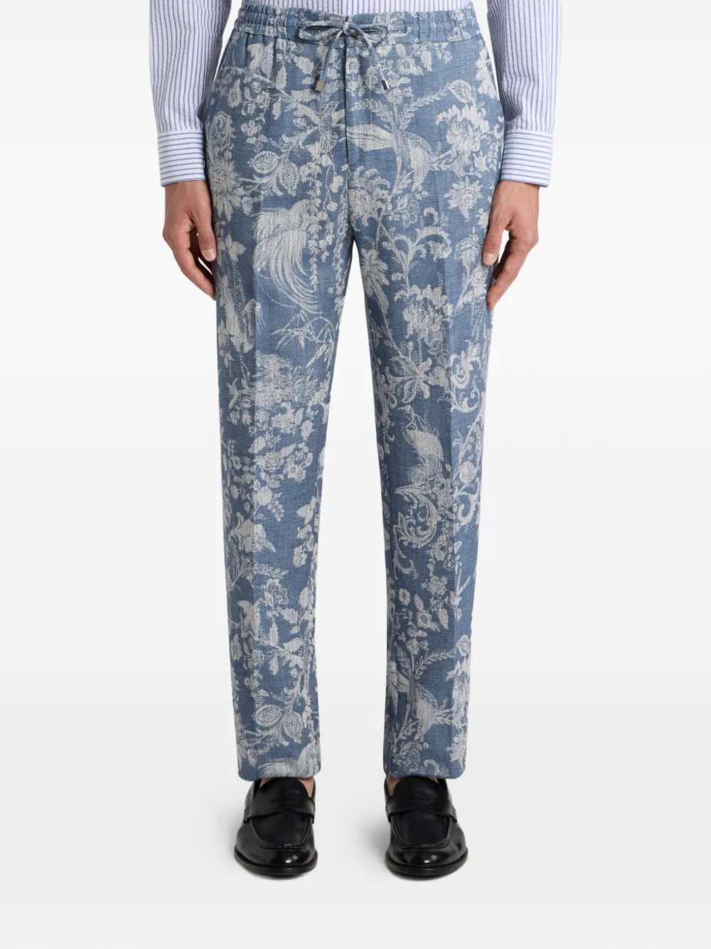 ETRO jacquard floral trousers - Blauw
