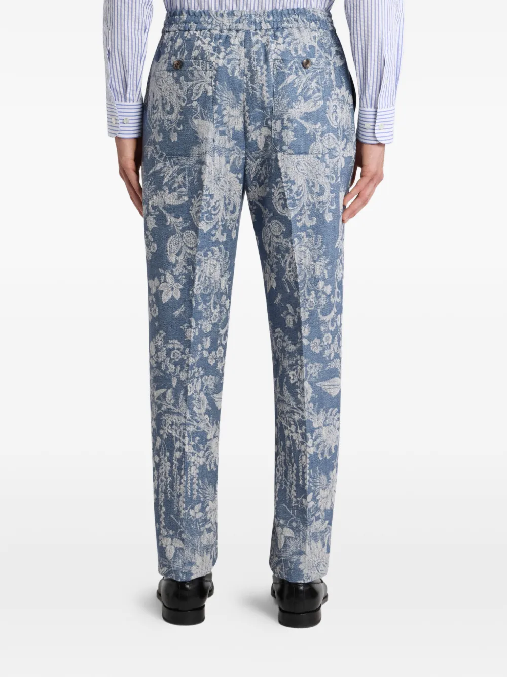 ETRO jacquard floral trousers Blauw