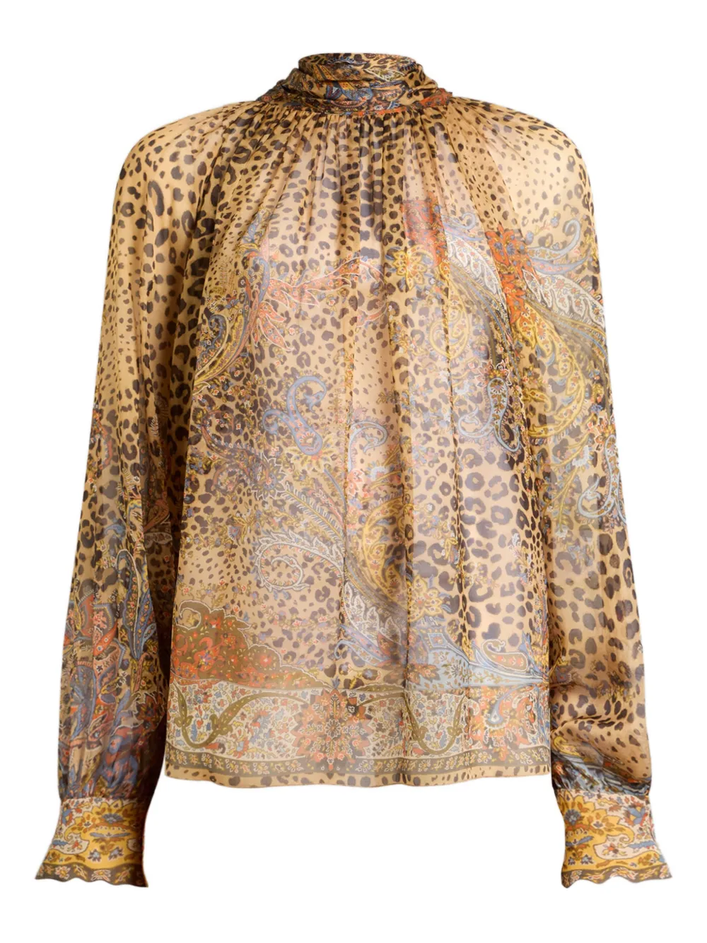 ETRO scarf paisley animal silk top - Toni neutri