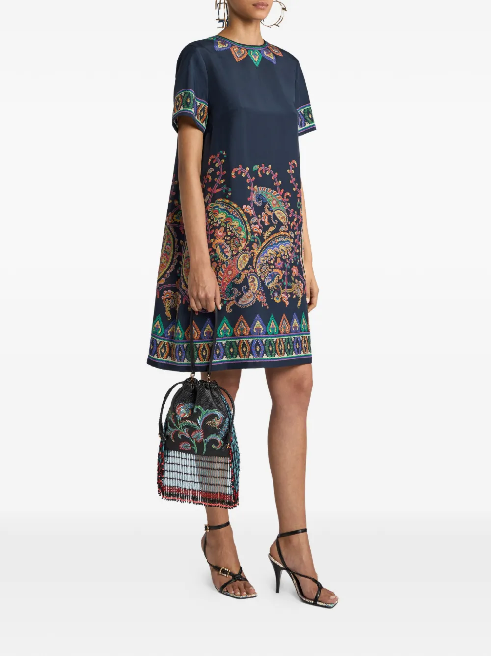 ETRO paisley-print tunic dress - Blauw