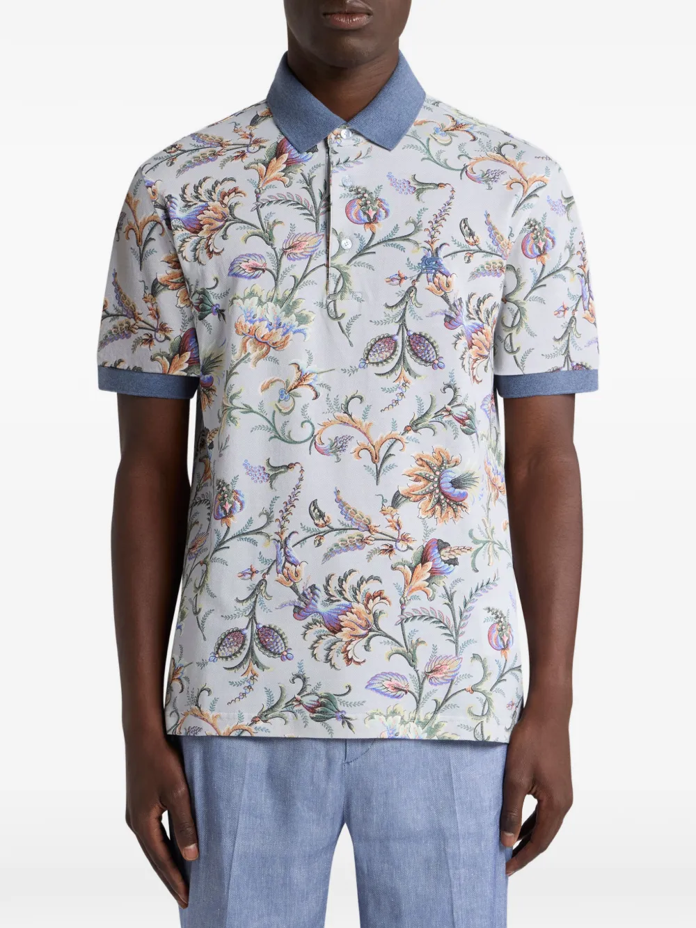 ETRO floral cotton polo shirt - Beige