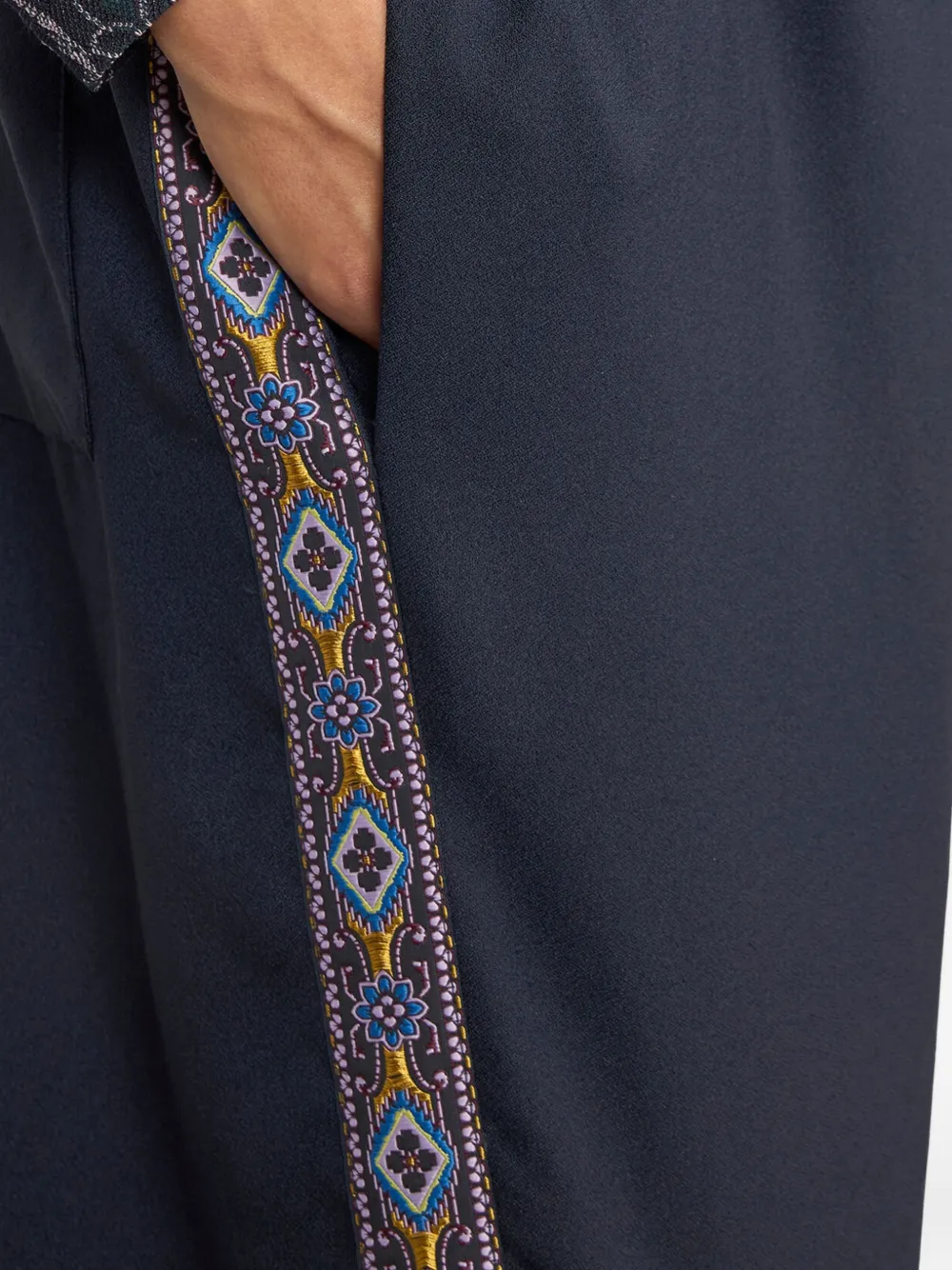 ETRO Broek met wijde pijpen en trekkoord Blauw